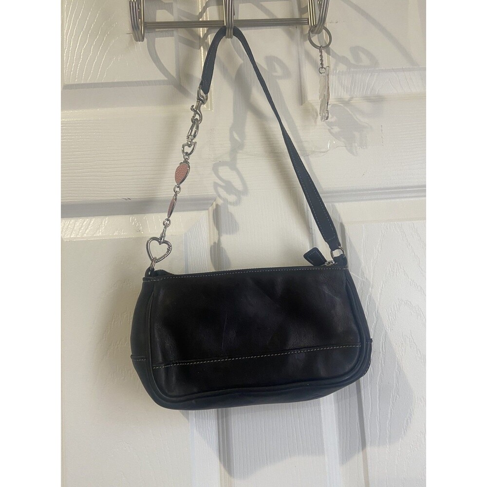 Coach Hamptons Demi: Pouch Baguette Mini Bag/ Black Leather Vintage Y2K 7785